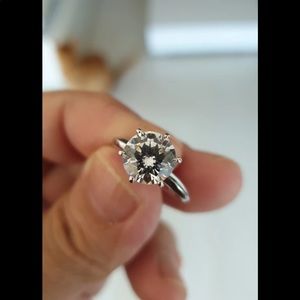 New real 925 silver diamond wedding ring